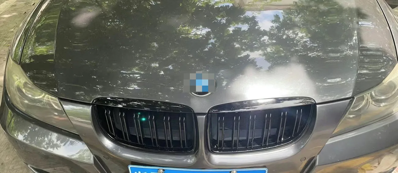 E90-Grill, vorderer Nierengitter für BMW 3er 2005–2008, E90 E91, Doppellatten, glänzend schwarze Grills – Detail 7