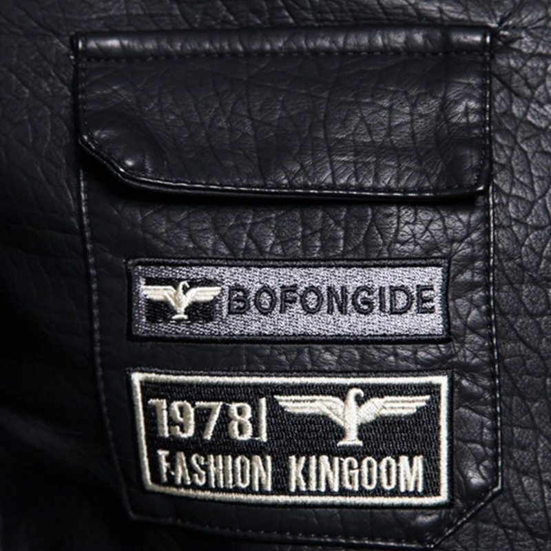 سترة دراجة نارية جلدية مطرزة للرجال ، سترة طيار ،...