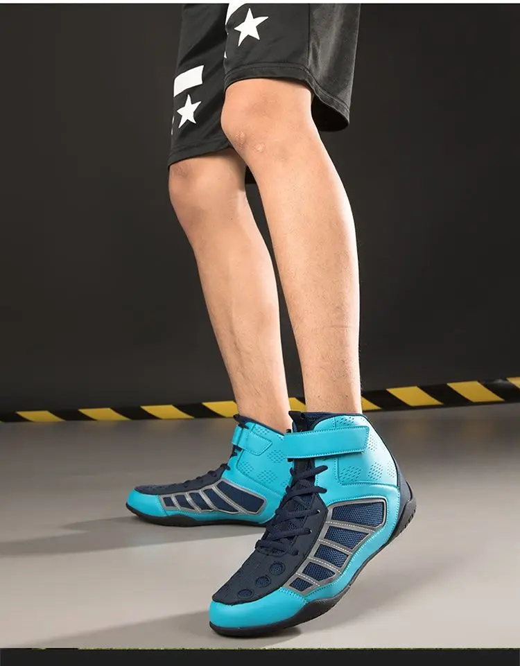 Breathable Boxing Fighting Sneakers Professional Unisex High Top Wrestling Shoes Boxing Fighting Training Boots Outdoor Sports