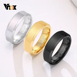 Vnox Tungsten Carbide Men's Wedding Band - 6mm Wide Casual Ring - 8 (Gold Color)