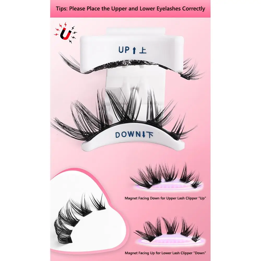 Suction Magnetic Eyelashes with Applicator No Glue Needed Natural Magnetic Lashes Kit No Removal Fixed Position