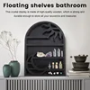 Stylish Wood Storage Shelf Wall Mounted Crescent Sun & Moon Crystal Design Practical Organizer for Home Decor 3