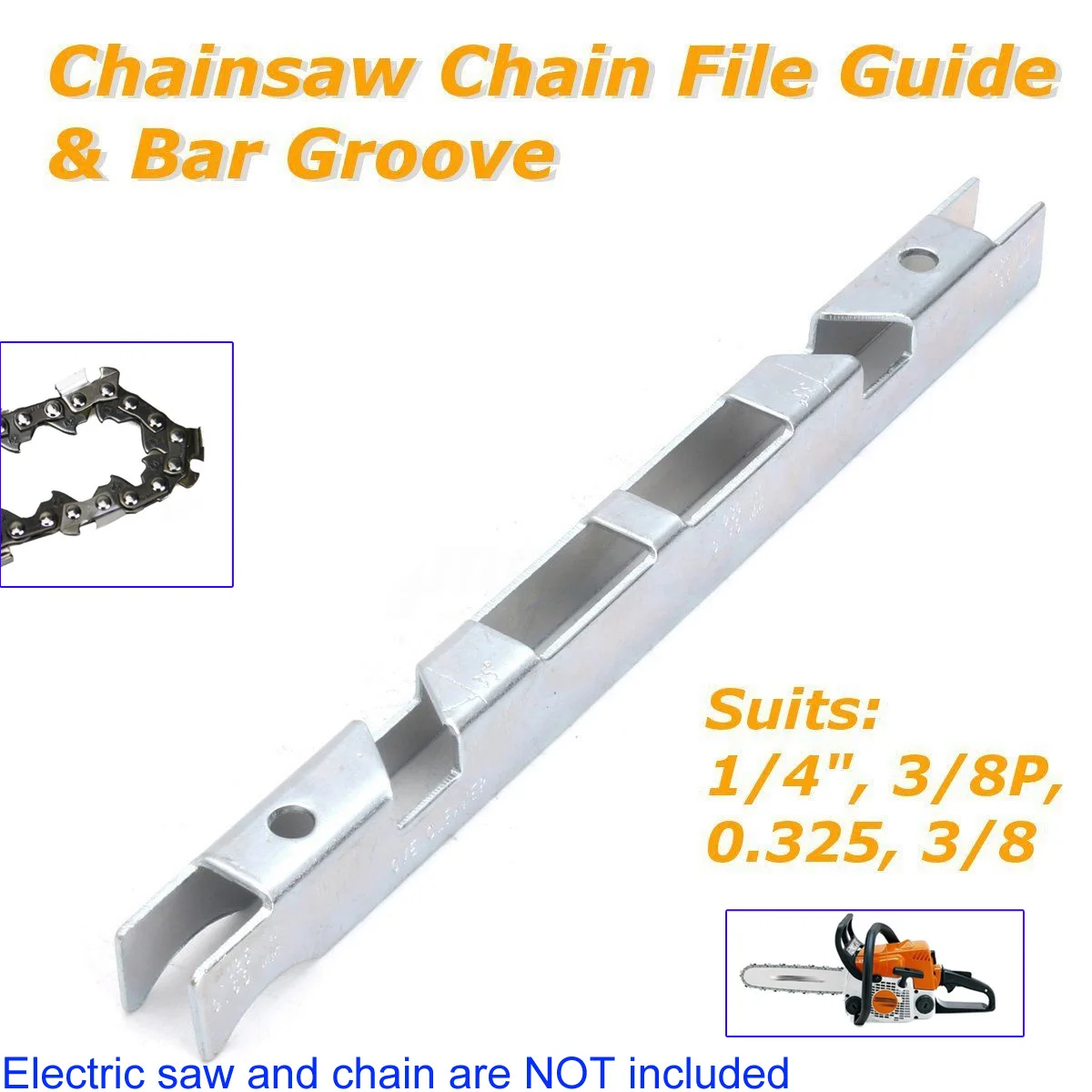 Chainsaw Chain Depth Gauge Guide Bar Groove 150x10x16mm For 1/4" 3/8" P 0.325" Chain Saws Part Woodworking Sharpening Tools