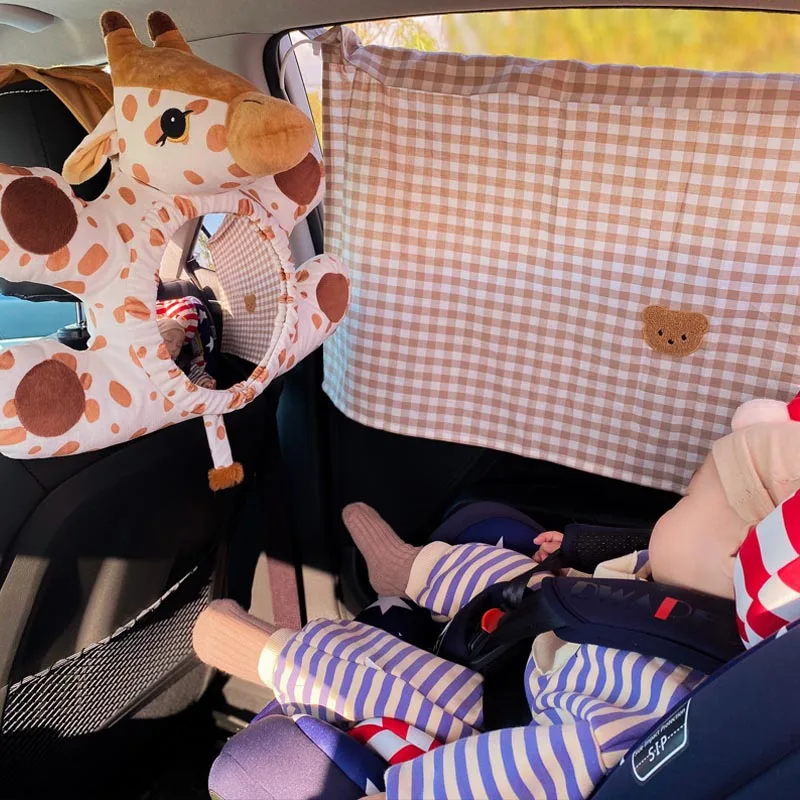 cartoon fox giraffe children's rearview mirror baby car observation mirror interior decoration pendant