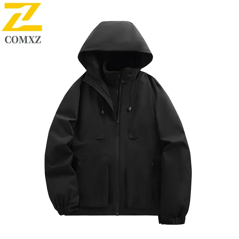 COMXZ Biker Jacket Thickened Windproof Waterproof Cycling Travel Coat Climbing Scratch Resistant High Quality Warm Men Outerwear