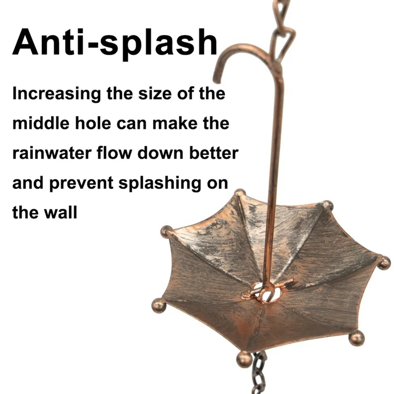 Rain Chains Metal Rain Chain Decorative Umbrella Chain Bell Decor For Home,Replacement For Gutter Downspouts