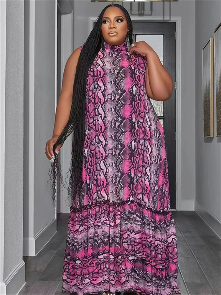 Wmstar Plus Size Dresses for Women Printed Sleeveless Loose Stretch Elegant Holiday New In Dress Summer Wholesale Dropshipping