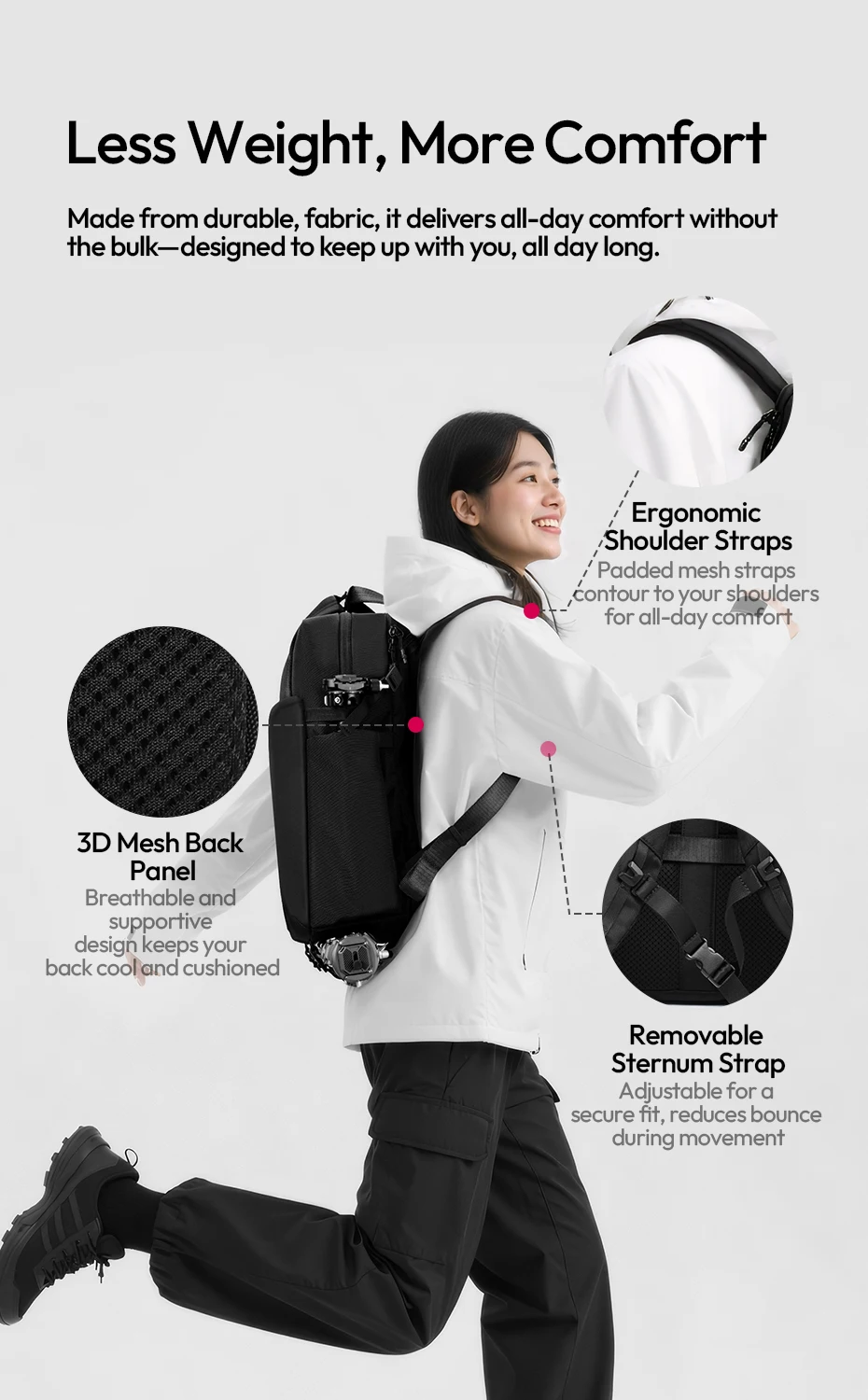 Lightweight Travel Backpack 20L Storage Bag for Camera Fill Light Laptop with Bu