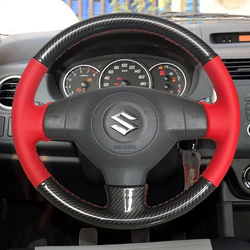 

For Suzuki Swift SX4 Alto 2008-16 hand stitched Accessories Personalized Hand-stitched Non-slip Leather Car Steering Wheel Cover