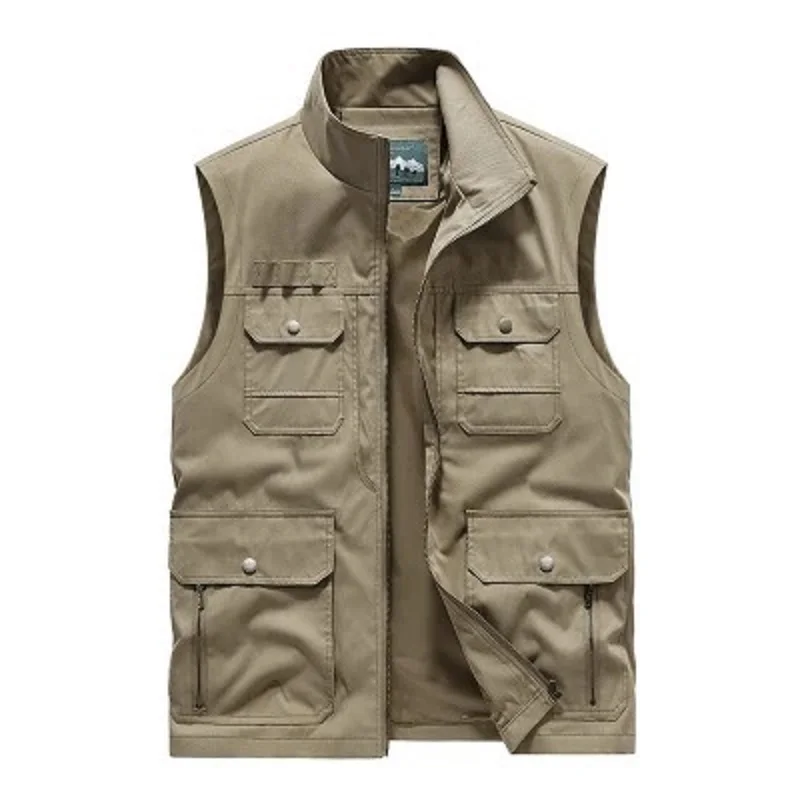 Gilet Cargo Da Uomo All'Aperto Multi-Tasche Gilet Da Pesca In Tinta Unita Direttore Reporter Gilet Da Lavoro Fotografia Gilet Casual Jacket5Xl