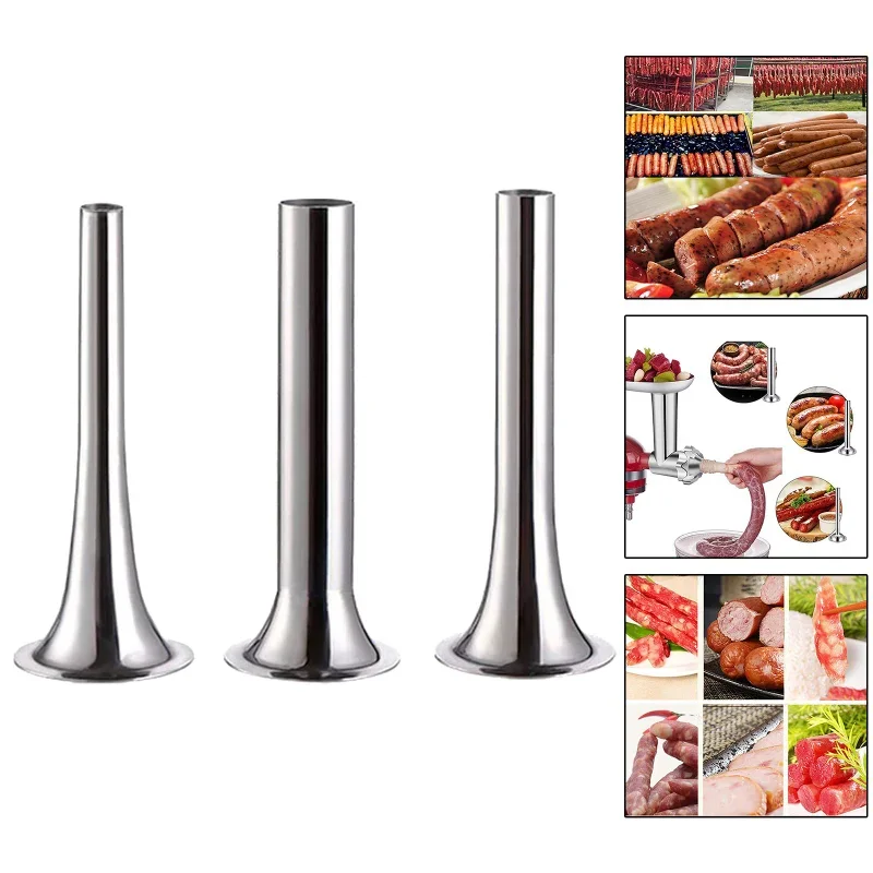 1pc Meat Grinder Enema Accessories Sausage Funnel Stainless Steel Lengthened Arc Enema Tube Large Medium and Small