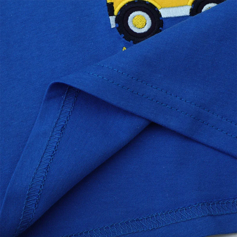 Baby Boys Tops Blue Tees Appliques Children's Clothing T-shirts Summer Cartoon Excavators Kids Clothes