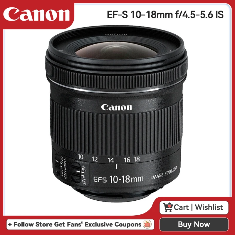 Lente de cámara Canon EF S de 10 18mm F4.5 5.6 IS STM, gran angular, Zoom,  formato de APS C, DSLR, para 90D, 250D, SL3, T8i| | - AliExpress