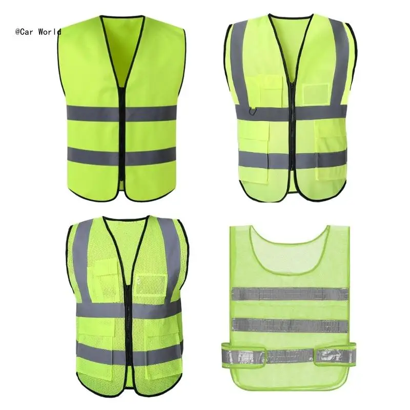 

6XDB High Visibility Reflective Vest Yellow Reflective Vest Lightweight Breathable Vest for Car Safety Stay Safe on the Road