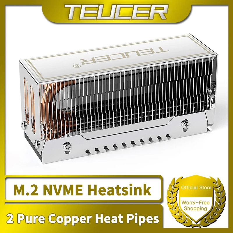 TEUCER M2-10 Dual Heat Pipe M.2 2280 NVMe SSD Cooler w/ Pad