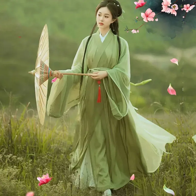 

2024 Hanfu Dress Women Chinese Traditional Hanfu War Robe Female Carnival Fairy Cosplay Costume Green Hanfu Set Dress Large Size