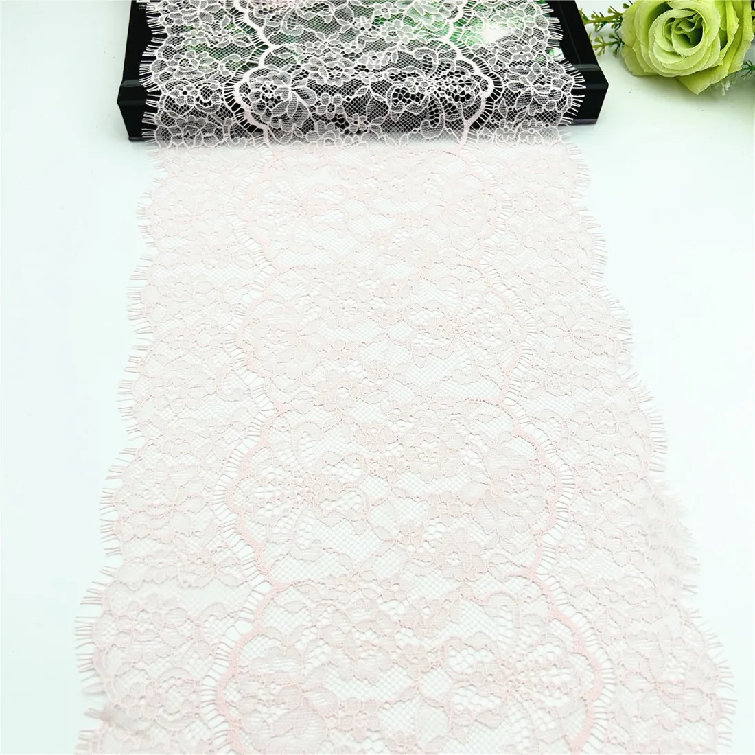 3y/lot Width 9 inch 23cm Pale Pink Eyelash Lace Trim Non-Elastic Lingerie Sewing Craft 2