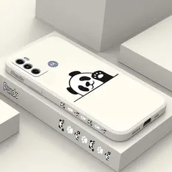 Cute Panda Silicone Phone Case - Adorable Protective Cover for MOTO G60S (White)