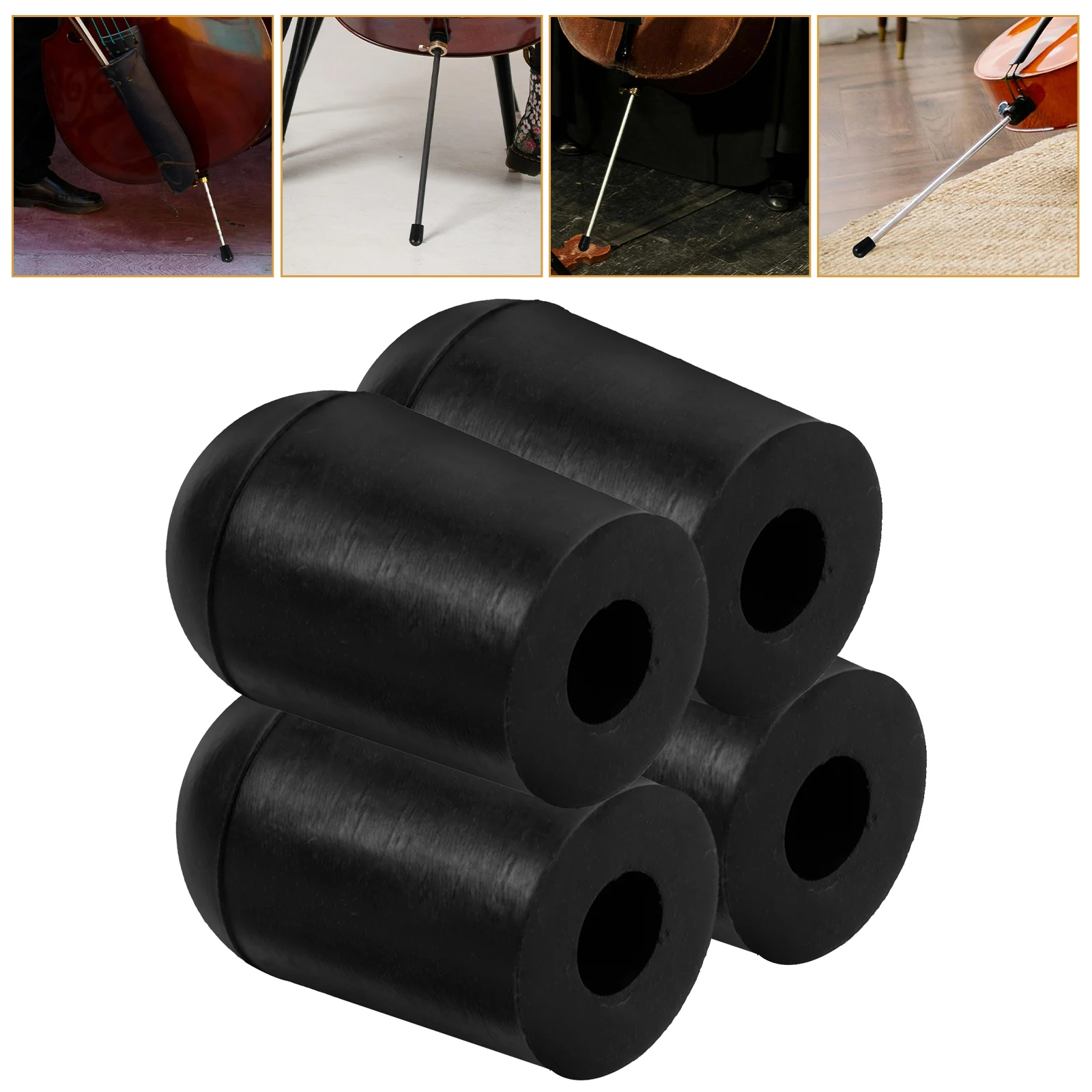 4Pcs Double Bass Accessories Tail Post Support Rubber Non-Slip Pad Cello Endpin Tip Endpin Non-Slip Cap Bass Musical Cello Endpin Accessory