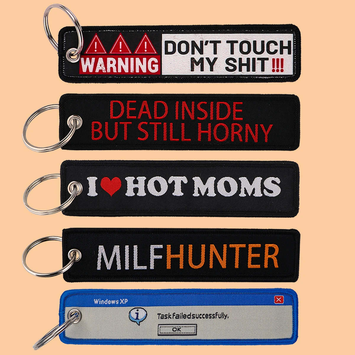 1pcs Computer Pop-up Window Embroidered Keys Tag Keychains Motorcycles Backpack Fashion Jewelry Key Ring Accessories