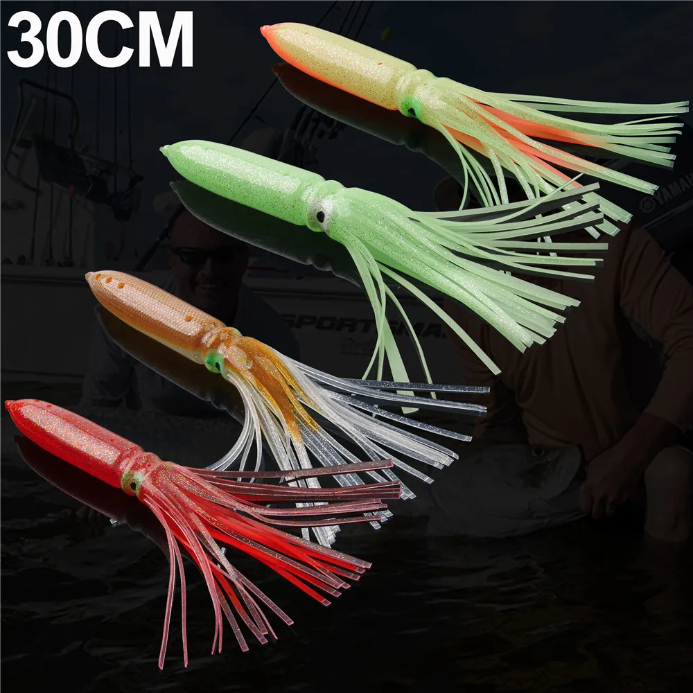 FUSIGO Esche Morbide A Forma Di Polpo, 50 Pezzi Multicolori, 5-12 Cm, Con Glitter, Per Pesca Spigola, Salmone E Trota