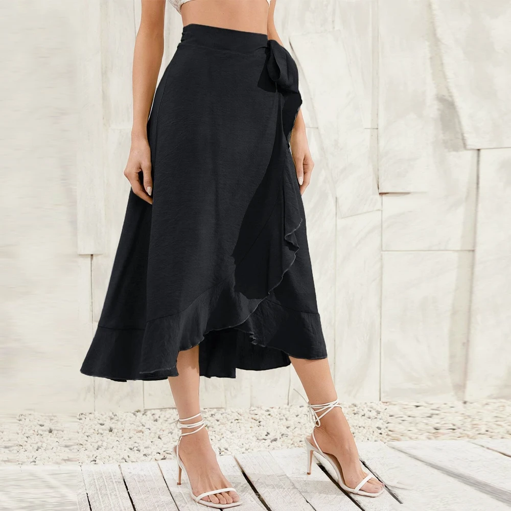 Sexy Summer Wrap Skirt Beach Long Skirt High Waist Split