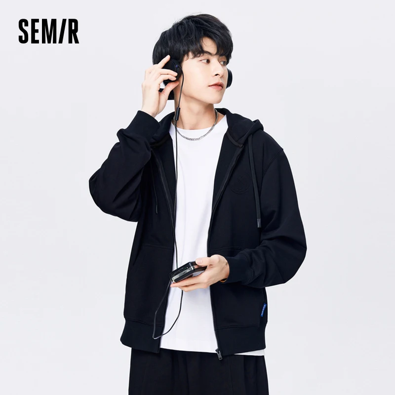 Semir Men Jacket Autumn New Simple Fashion Commuter Style Jacket Drawstring Hooded Men Tops Daily Casual Wear Jacket for Men