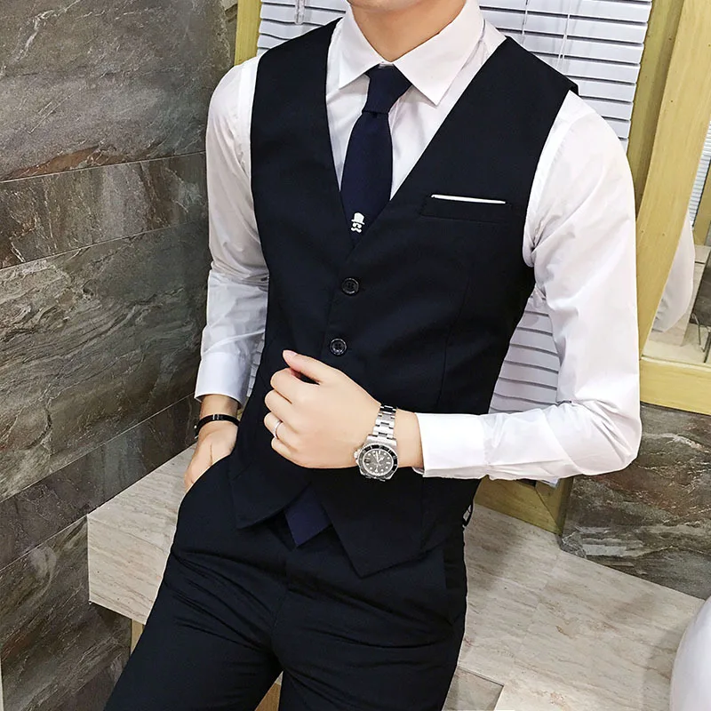 2023 New Casual Fashion Korean Fashion Slim Fit Suit Vest Men's British Suit Vest Casual Professional Jacket Best Man's Vest