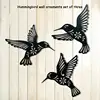 3Pcs Metal Hummingbird Wall Art Decor Hollow Out Iron Black Bird Statue Ornament 2