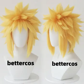 Parrucche sintetiche dorate Namikaze Minato Parrucche cosplay a strati corti e soffici Anime Halloween Gioca a ruolo Capelli + Protezione per parrucca