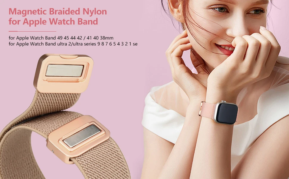 Magnetisches Nylonarmband für Apple Watch 49mm 46 45 44mm 43 41 38 Armband Correa iWatch Series12 11 10 9 8 SE 7 6 Ultra4 3 2 – Detail 4