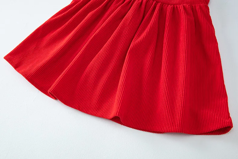 2024 neue kinder Kleid Koreanische Ausgabe Mädchen Bogen Strap Kleid Herbst/Winter Baby Cord Hängenden Riemen Einfarbig kleid 1-5Y – Detail 13