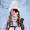 Winter Women Gradient Color Knitted Hat Scarf Set Thickened Fleece Lining Skullcap Outdoor Cycling Wind Protection Beanies Cap 4