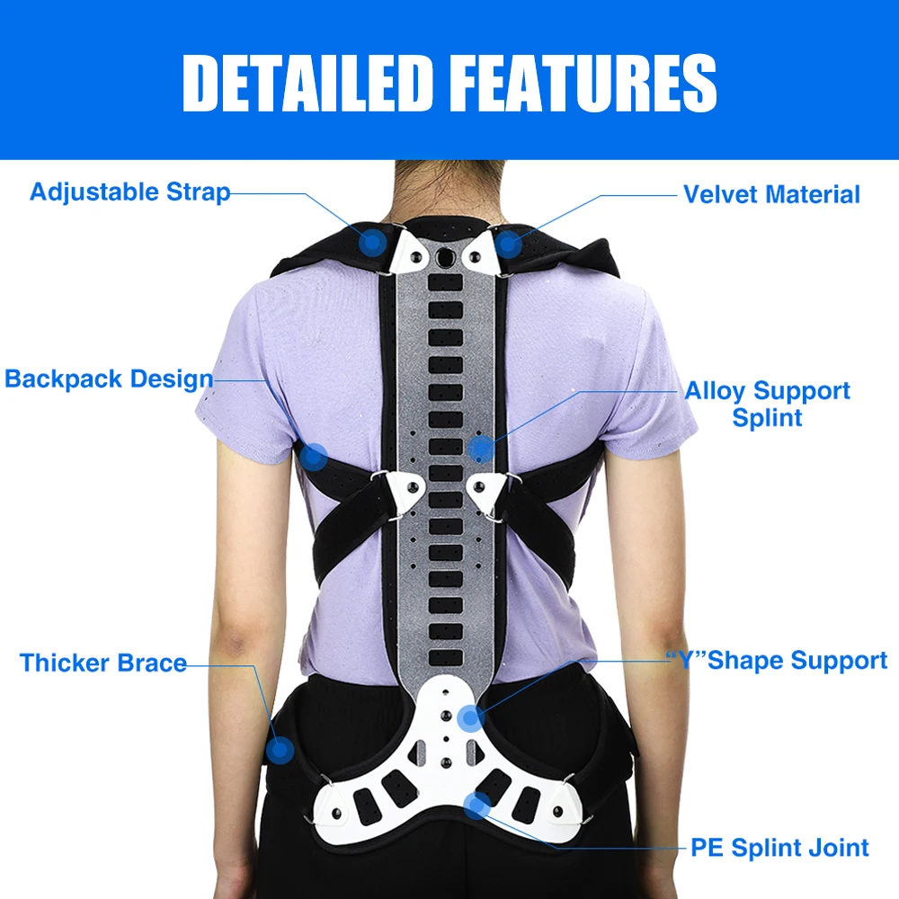 Metal Adjustable Shoulder Posture Back Corrector Brace Men and Women  Clavicle Support and Hunching Back Trainer Pain Relief