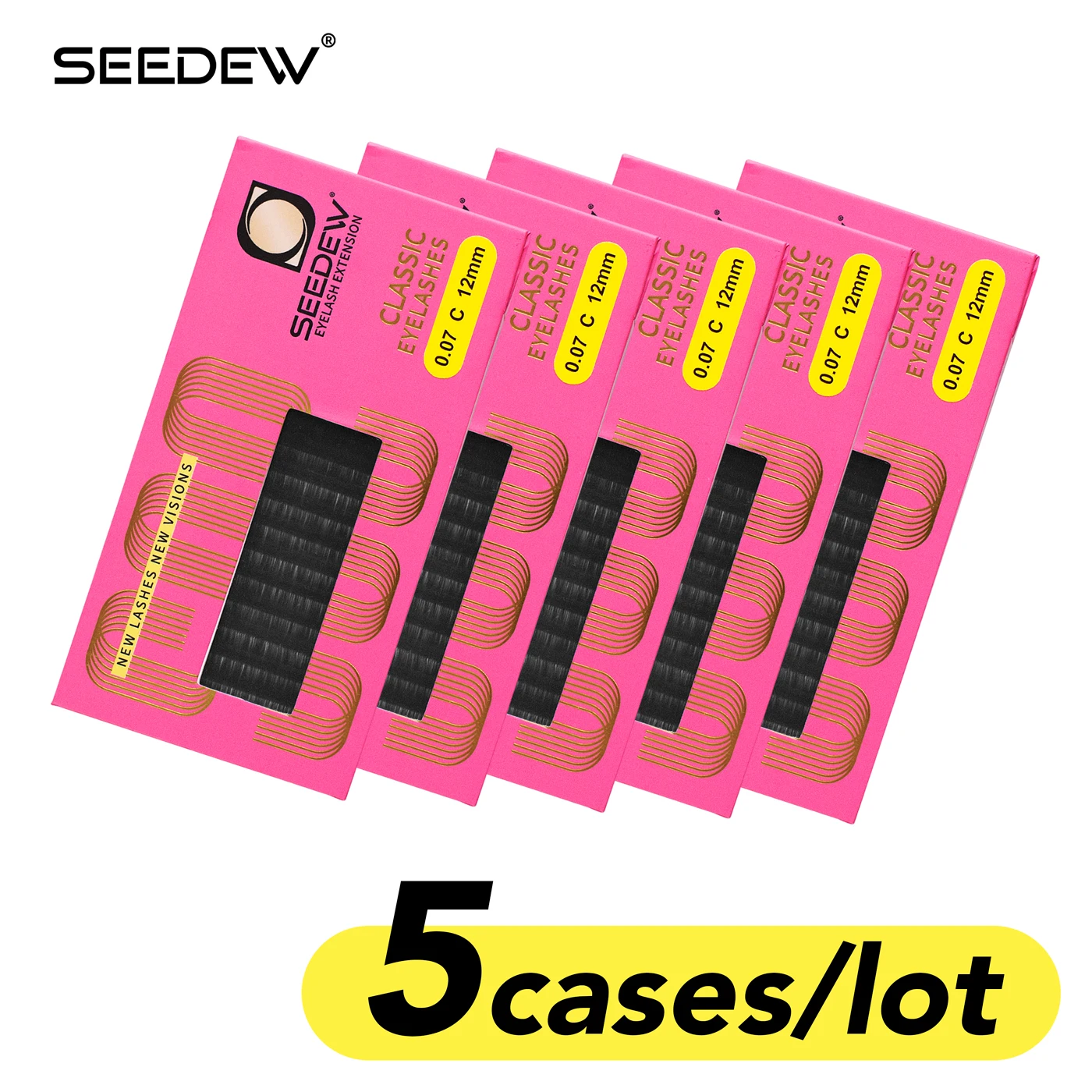 

SEEDEW 5cases/lot Faux Lash Individual Classic Eyelashes Makeup Eyelash Extension Matte Black for Professionals Super Soft