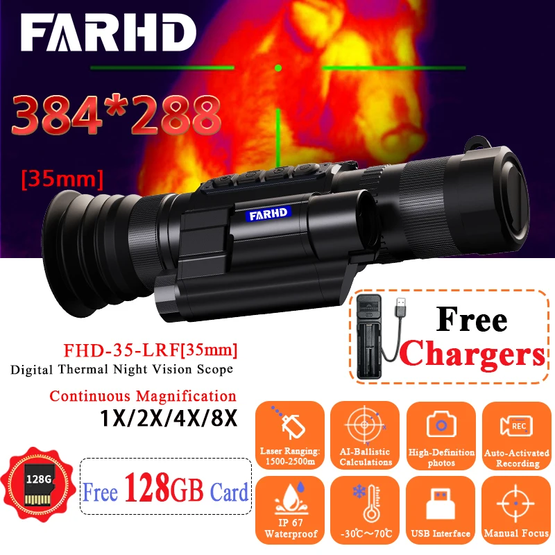 

Thermal Imager For Hunting AI Ballistic Calculator Monocular Thermal Sight Scope Riflescopes Hunting Night Vision