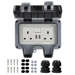 Weatherproof USB Type - C Wall Switch Socket, IP66 Waterproof & Dustproof for Outdoor and Bathroom Use