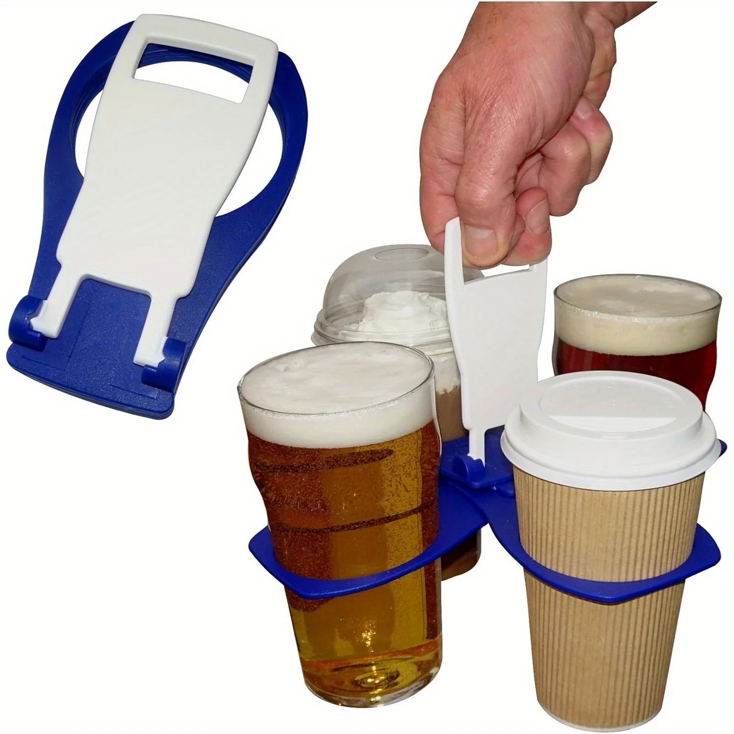 Compact and durable beverage tray - foldable, reusable coffee, soda, and beer beverage rack
