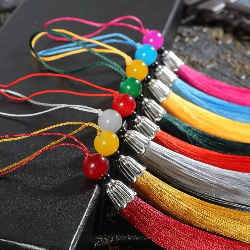 Tassel Fringe 10Pcs Tassels Silky Handmade Soft Tassels Jade Bead DIY Craft Jewelry Car Key Chain Decor Pendants Smooth Fringe Trim