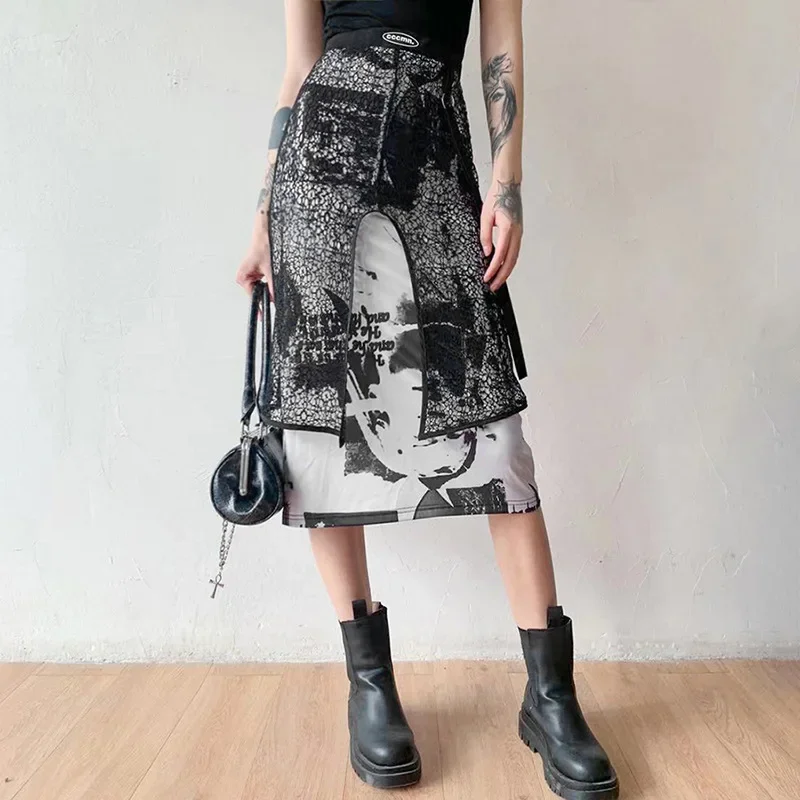 2022 Fashion Women's Gradient Blooming Ink-splashing Skirts Personalized Design Printing Stitching Skirts Women's Printed Skirts women s skirts gradient blooming ink splashing printing stitching personalized design skirts women s fashion printed skirts