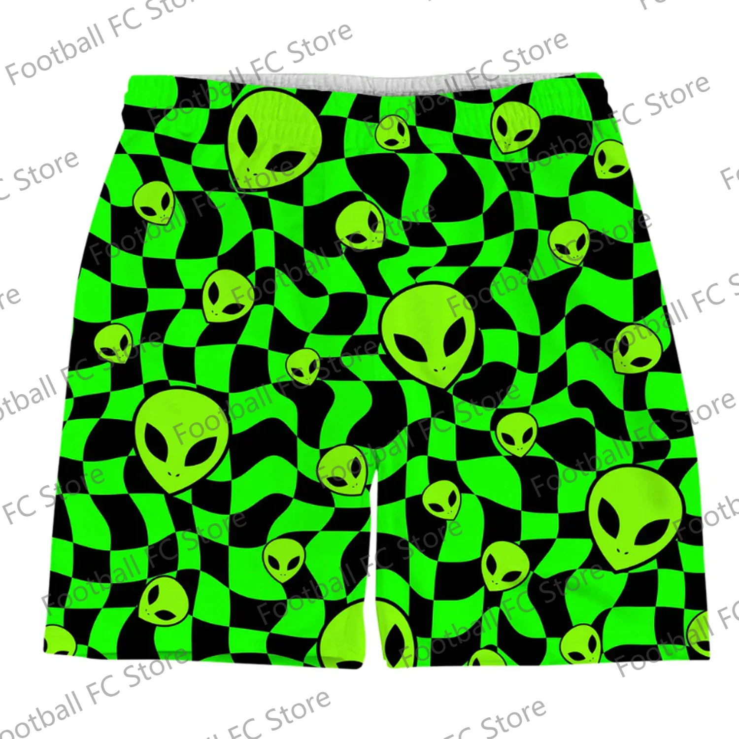 New Summer GREEN ALIENS Vintage Shorts BASKETBALL SHORTS MENS Beach Vacation Shorts