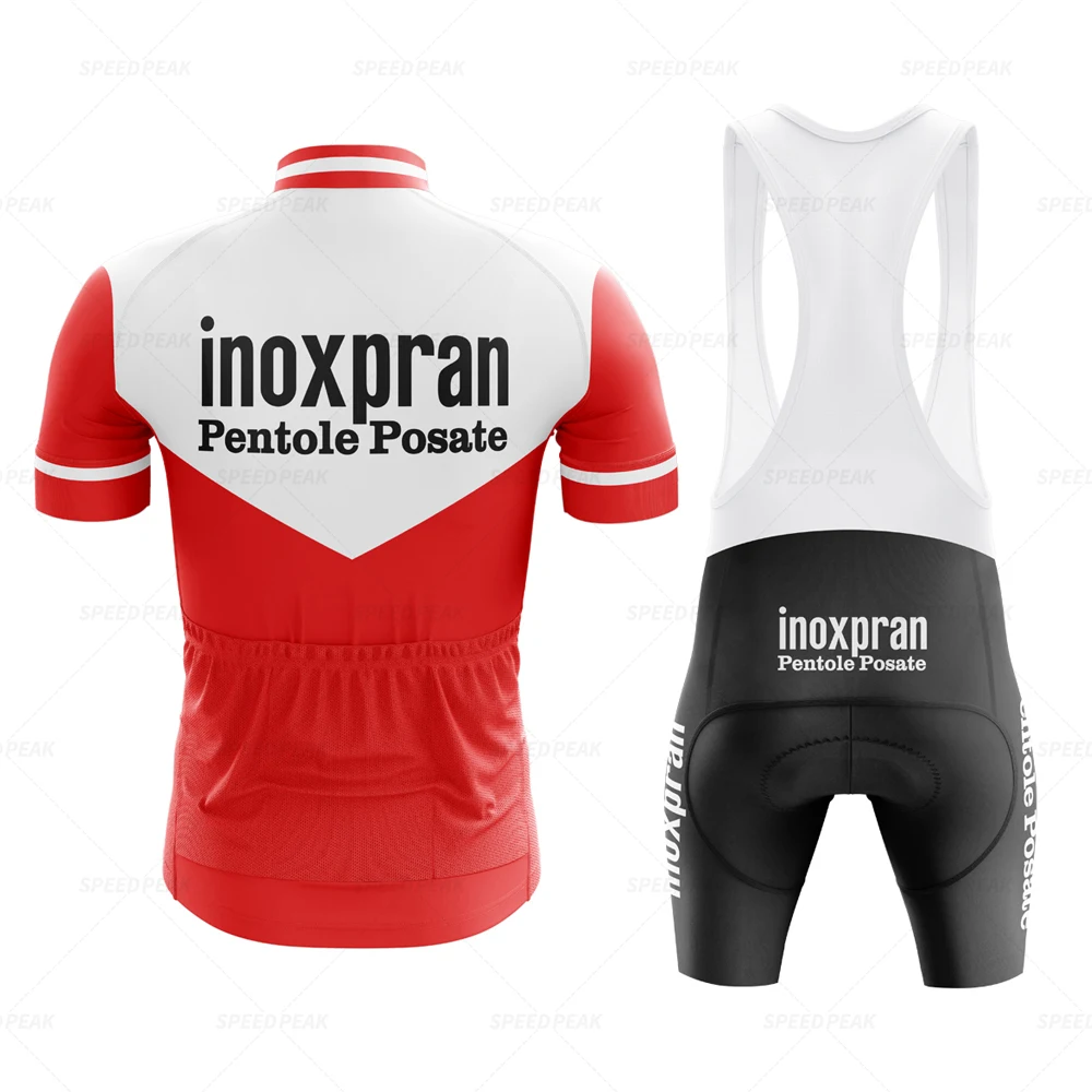 inoxpran Retro Cycling Jersey Set Classical Bicycle Suit Bike Short Sleeve Men Bib Shorts Clothes Por Team Triathlon Maillot