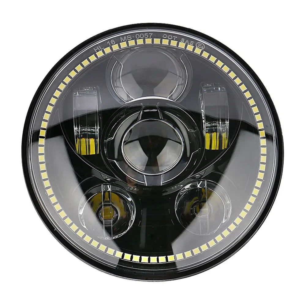 45W Nero 5 3/4 "Pollici Led Faro Moto Moto 5.75" Faro Halo Ring Drl Head Light Plug & Play Per Indian Scout 60 Bobber