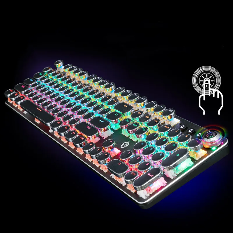 

Luminous Mechanical Keyboard Retro Multimedia Knob Green Axis Gaming Gaming Wired Mechanical K990 Keyboard