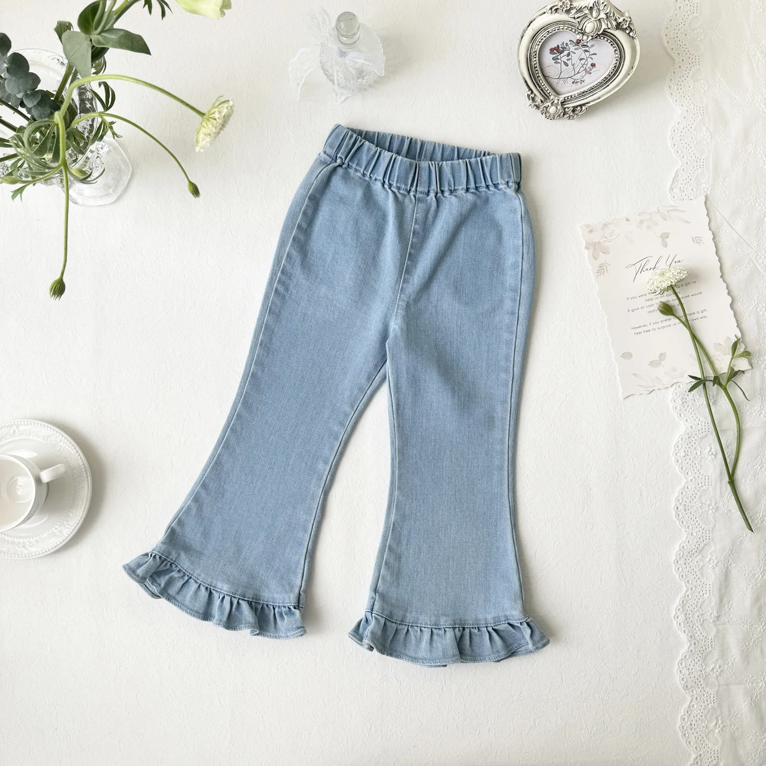 

Children's Fashion Jeans Pants Spring Fall New Girls Retro Casual Pants Little Girl Party Street Style Pure Cotton Flare Jeans