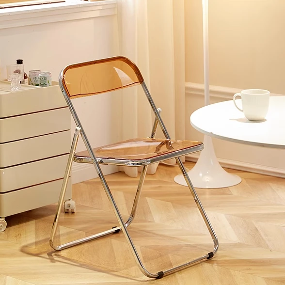 Designer Folding Dining Chair Cheap Transparent Nordic Clothing Store Chairs Ultralight Space Saving Silla Plegable Furniture