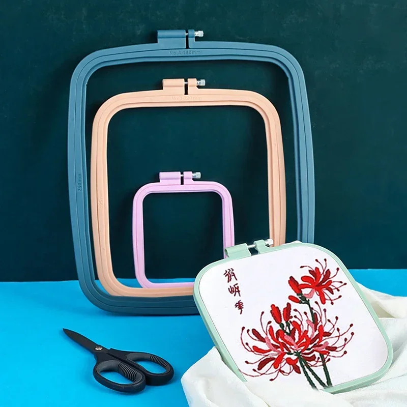 

1PC Embroidery Hoops 7-25cm Square Cross Stitch Rack Plastic Embroidery Hoop Frame Rings for DIY Cross Stitch Sewing Craft Tools