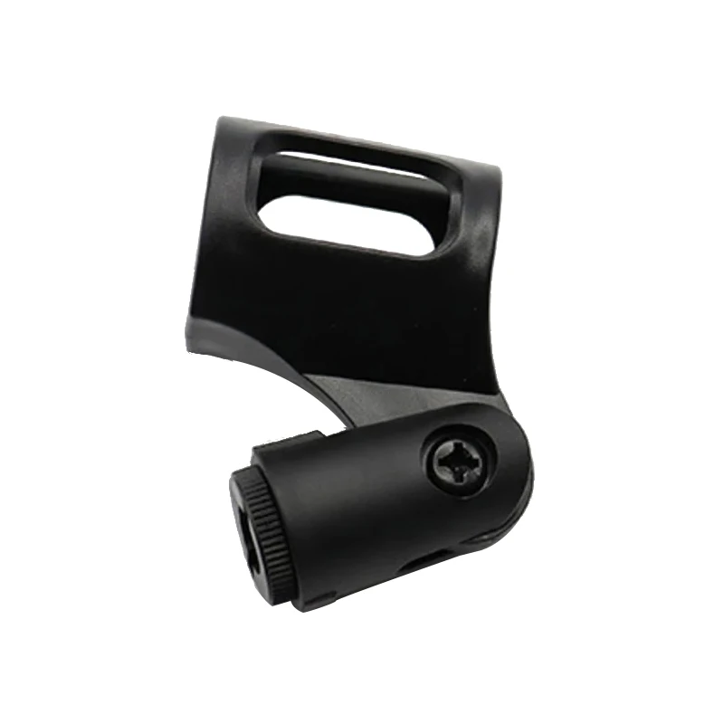 Black Plastic Universal Microphone Stand Clip Adjustable Mic Clamp