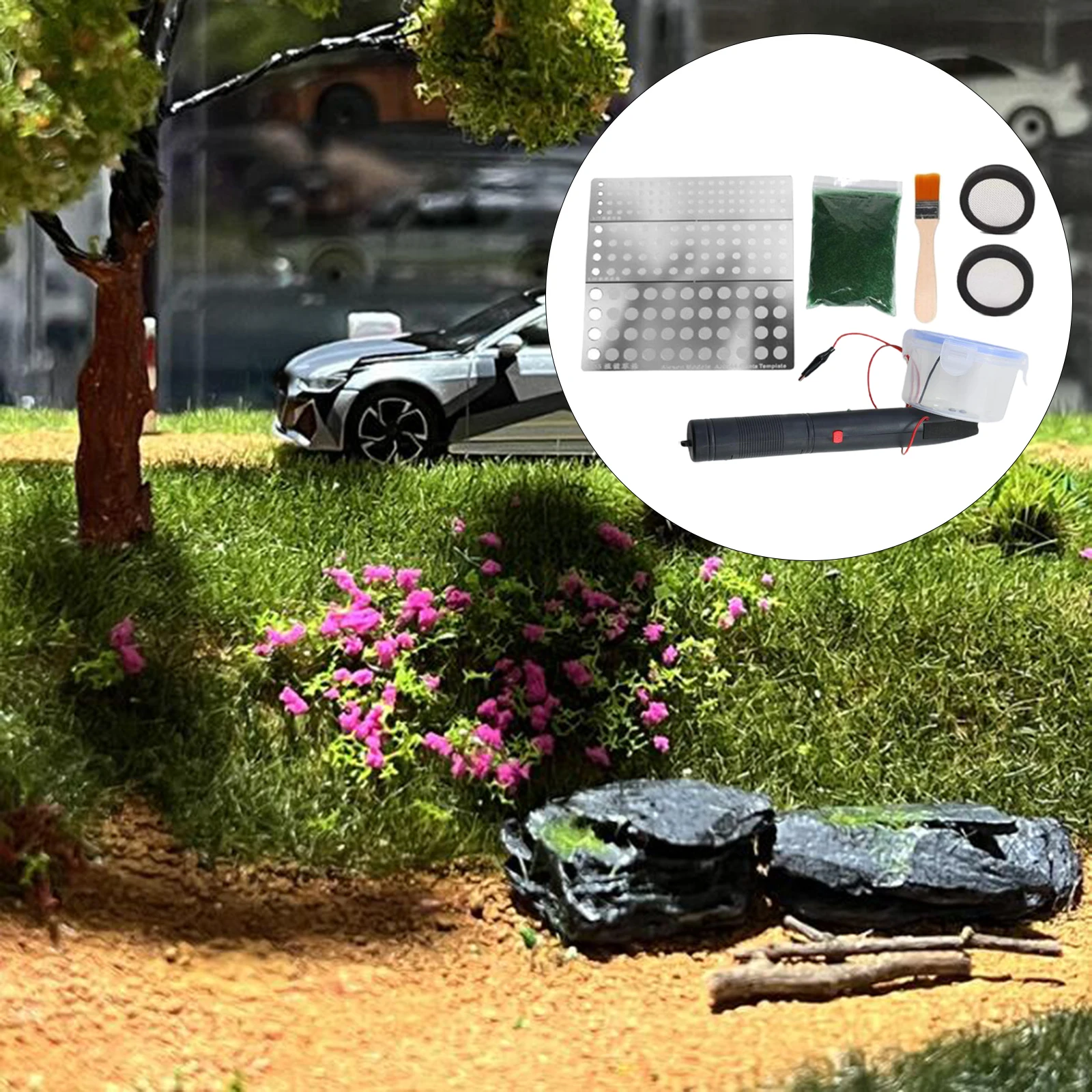 Static Grass Applicator with Template Electrostatic Flocking Machine Static Flock Applicator Machine for Sand Table Wargame 2