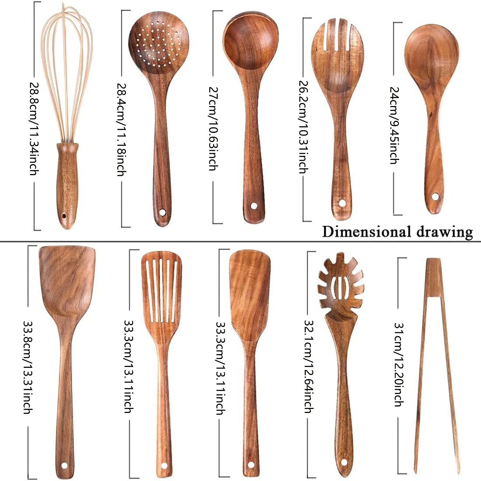 9 PCS Wooden Spoons For Cooking, Wooden Utensils For Cooking With Utensils  Holder, Teak Wooden Kitchen Utensils Set - AliExpress